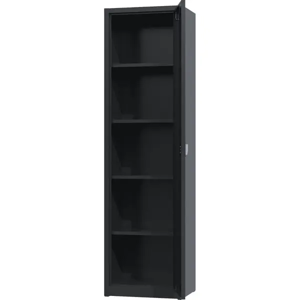 Povag Archiefkast Met Slot - Opbergkast Metaal - 180x50x38 Cm - Zwart thumbnail