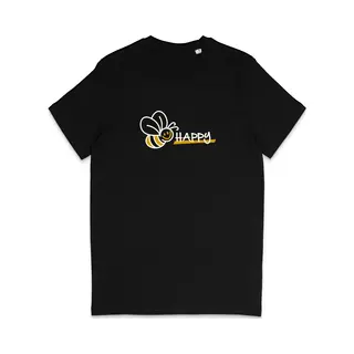 Stanley/Stella Grappig Heren En Dames T Shirt - Be Happy - Ben Gelukkig - Zwart - L