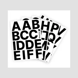 Stickey Letter Stickers / Plakletters - Stickervellen Set - Zwart - 6cm Hoog - Geschikt Voor Binnen En Buiten - Standaard Lettertype - Mat