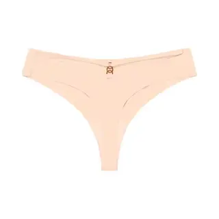 Naadloze Dames String - Beige - Dubbele Bandjes - Naadloos / Seamless Ondergoed - Comfortabele En Sexy Lingerie - Brazilian / Slip / Onderbroek - Maat