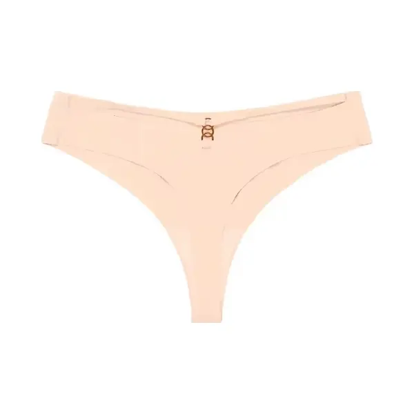 Naadloze Dames String - Beige - Dubbele Bandjes - Naadloos / Seamless Ondergoed - Comfortabele En Sexy Lingerie - Brazilian / Slip / Onderbroek - Maat thumbnail