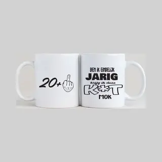 Luneno 21 Jaar 2 Mokken Verjaardag + Ben Ik Eindelijk Jarig Krijg Ik Deze K*t Mok - Verjaardag - Jarig - Cadeau - Grappig