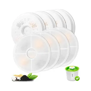 Vervangingsfilters Voor Kattenfontein - 8 Stuks - Actieve Kool En Ionenwisselhars - Drielaags Filtersysteem - Compatibel Met 3 Liter Bloem Huisdier