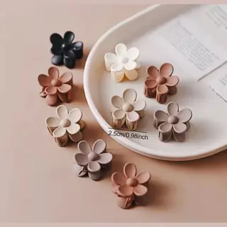 10 Stuks Haar Klemmetjes - Haar Clipjes Bloem - Antislip Haaraccessoires Meisje - Peuter - Neutrale Kleuren Beige Zand Zwart