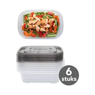 Lock&Lock Meal Prep Bakjes - Diepvriesbakjes - 890ml - 6 Stuks - Bpa Vrij - Vershoudbakjes Set Met Deksel - Bewaarbakjes - Magnetron Bakjes – Diepvriesdozen -