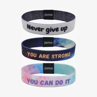 Jumada Juma Motiverende Armbanden Met Overtuigingen Set Van 3 (Never Give Up, You Are Strong, You Can Do It) - Maat M (17cm) - Geluksbrenger,