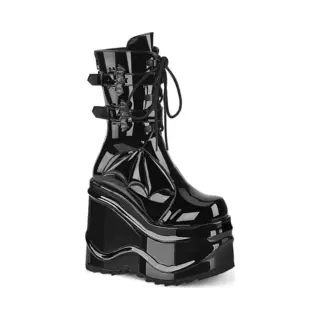DemoniaCult - Wave-150 Plateau Laarzen - Vleermuis - 40 Shoes - Zwart