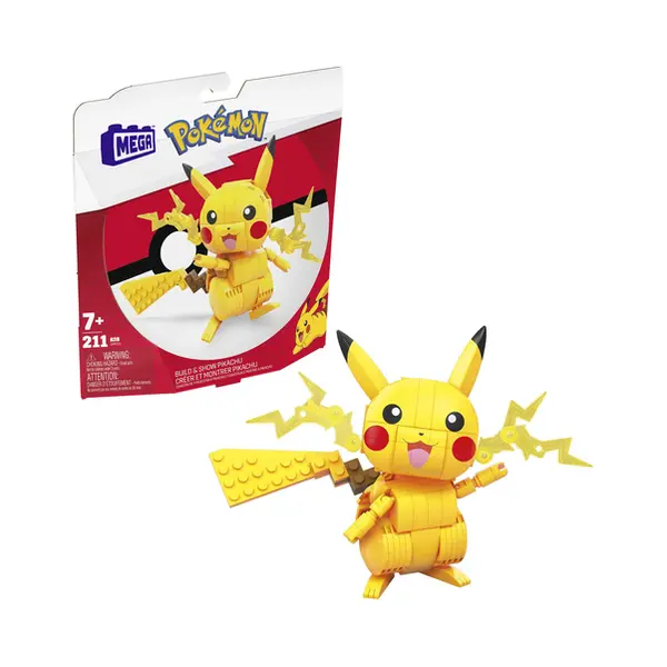 Mega Pokémon Building Toy Kit Pikachu (211 Pieces) with 1 Action Figure for Kids thumbnail