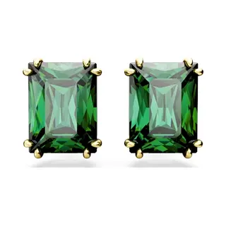 Swarovski Matrix Gold Rectangular Green Stud Earrings