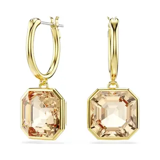 Swarovski Gold Millenia Caramel Square Cut Hoop Earrings