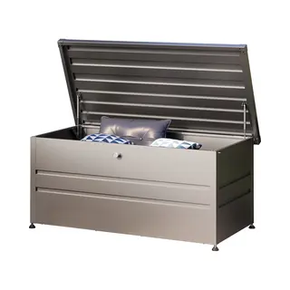 Gfp Primeyard® Gartenbox 162x84x72 Cm Aufbewahrungsbox Auflagenbox Gartentruhe Metall Anthrazit Wasserdicht