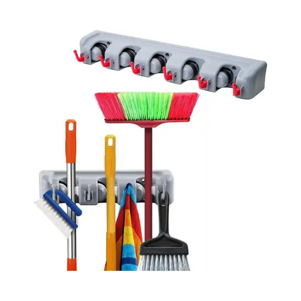 Bezem Ophangsysteem Tuingereedschap - Steelhouder Voor 5 Stelen - Ophangsysteem - Wandhouder Bezems & Tuin Gereedschap thumbnail