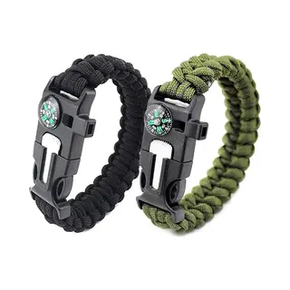 5-in-1 Survival Armband Set Met Kompas En Vuursteen - Paracord Noodarmband (2 Stuks)