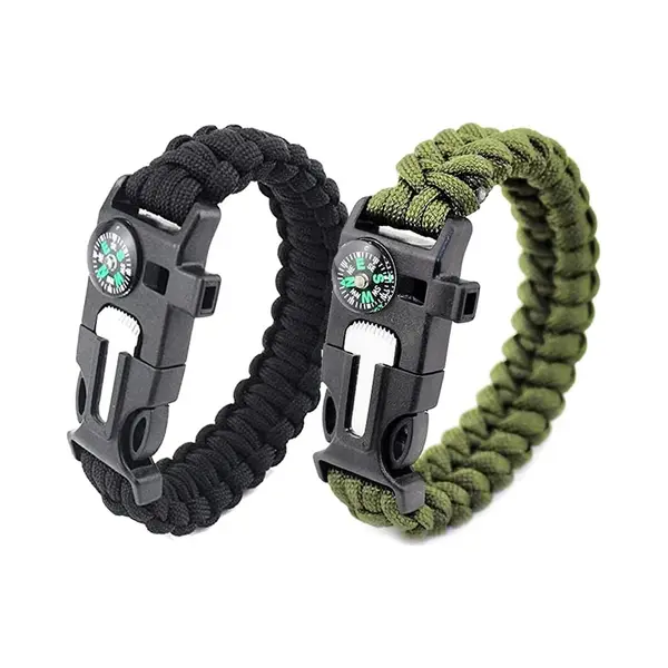 5-in-1 Survival Armband Set Met Kompas En Vuursteen - Paracord Noodarmband (2 Stuks) thumbnail