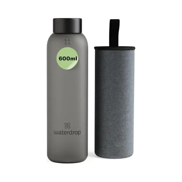 waterdrop Microdrink Waterdrop® Flasche Aus Glas 600ml - Trinkflasche Kohlensäure Geeignet, Bpa Fei & Spülmaschinenfest - Auslaufsichere Wasserflasche Mit Neoprenhülle thumbnail
