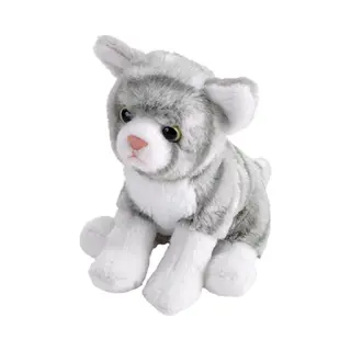 Wild Republic Pluche Knuffel Kat/poes - Grijs - 13 Cm - Huisdieren Knuffel - Lapjes Kat/poes - Huisdieren