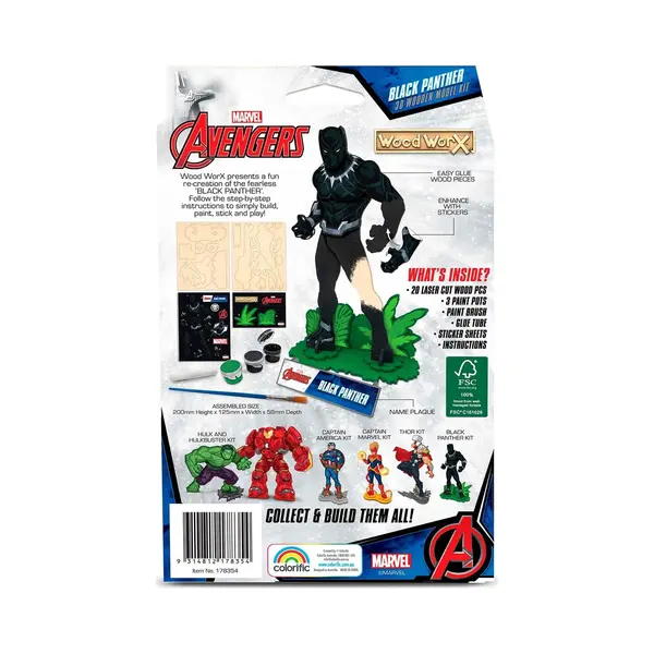 Colorific Wood WorX Marvel - Black Panther - Modelbouwset Incl. Verf thumbnail