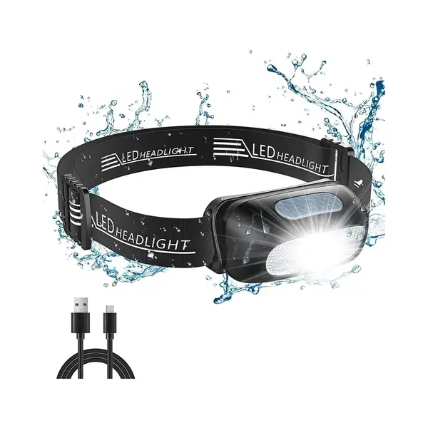 Vitdipy - Hoofdlamp Led Oplaadbaar - 7 Lichtstanden - 300 Lumen - Led Koplampen - 100 Meter Zicht - Verstelbaar Hoofdlampje - Waterdicht - thumbnail