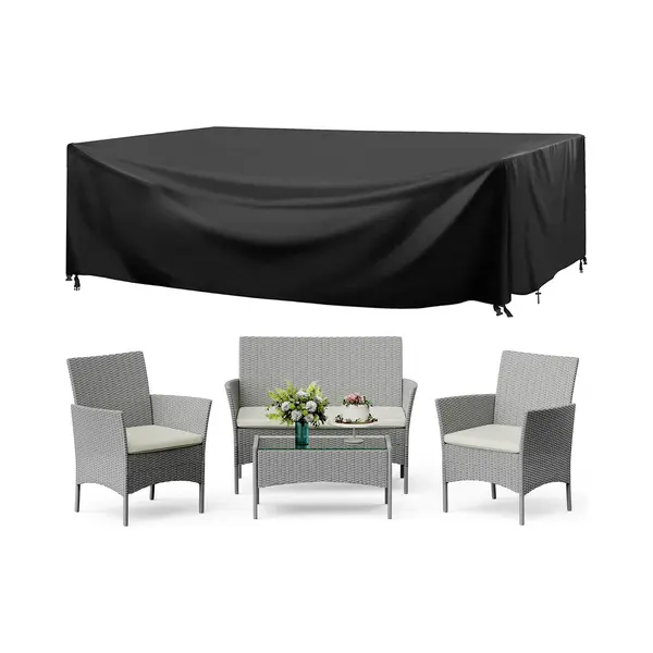 RattanTree 4 Piece Rattan Furniture Outdoor Patio Set Garden Table Chairs With Protective Cover Grey thumbnail