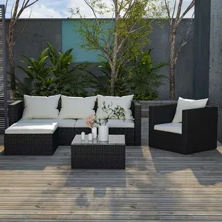 RattanTree Garden Furniture Set 5PCS Rattan Modular Corner Sofa Set (2026 New Version) Black