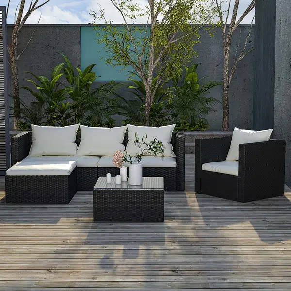 RattanTree Garden Furniture Set 5PCS Rattan Modular Corner Sofa Set (2026 New Version) Black thumbnail