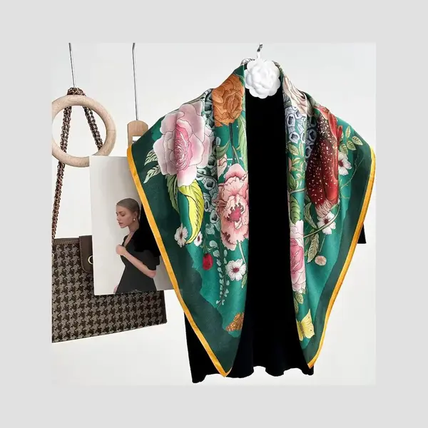 L_90CM Prachtige & Lichtgewicht 100% Moerbei Zijden Vierkante Sjaal Shawl Cadeauverpakking thumbnail