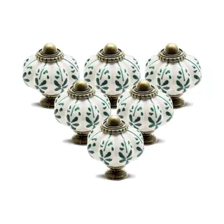 Keramische Pompoen Knoppen - 6 Stuks - Vintage Schattig - Kabinet Lade Grepen - Trekt Handvat Voor Kast Dressoir - Keuken Meubilair Kwekerij - Pompoen