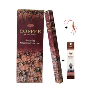 2 Kokers - Wierook - Wierookstokjes - Wierooksticks - Incense Sticks - Koffie - Coffee - 40 Stokjes + 5 Mini Wierookstokjes + Gelukspoppetje