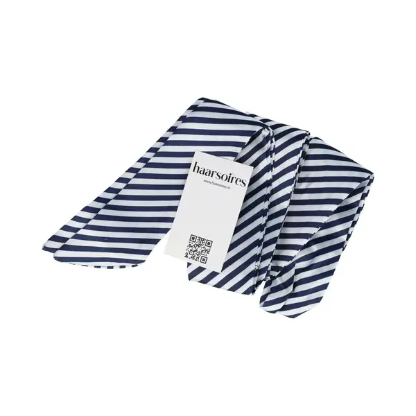 Haarsoires Haarband Haarsjaaltje 180cm - Gestreept Patroon - Blauw Wit - Haarlint - Haaraccessoire Sjaaltje - Perfect Om Te Wikkelen Of Te Knopen thumbnail