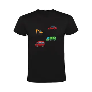 Sol's Voertuigen Kindershirt - Auto - Graafmachine - Vrachtwagen - Bus