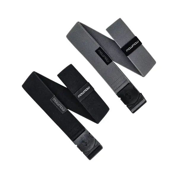 MowMow 2-pack Elastische Riem - Stretch - 105 Cm - Heren - Dames - Zwart + Grijs thumbnail
