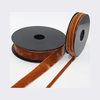 Accessoires Leduc Fluweel Lint - Enkelzijdig Velourslint 10mm Kastanje 21 - 5 Meter
