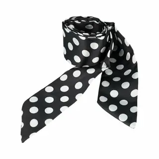 Haarsoires Haarband Haarsjaaltje 180cm - Stippen Patroon - Wit Zwart - Haarlint - Haaraccessoire Sjaaltje - Perfect Om Te Wikkelen Of Te Knopen