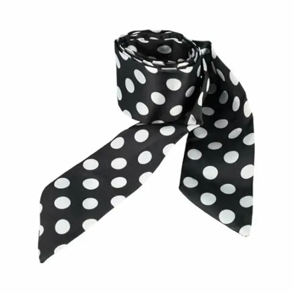 Haarsoires Haarband Haarsjaaltje 180cm - Stippen Patroon - Wit Zwart - Haarlint - Haaraccessoire Sjaaltje - Perfect Om Te Wikkelen Of Te Knopen thumbnail
