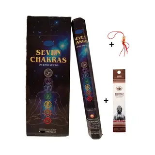 Doos Met 120 Stokjes - Wierook - Wierookstokjes - Incense Sticks - 7 Chakra's + 5 Mini Wierookstokjes + Gelukspoppetje
