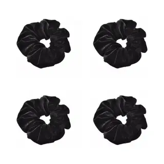 TopHeadz Scrunchies – Velvet Scrunchies – 4x Zwart – Zwart – 4 Stuks – Musthave Haaraccessore – Scrunche Pack – Luxe Kwaliteit – Haarelastiek