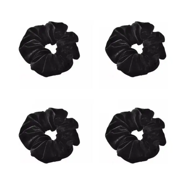 TopHeadz Scrunchies – Velvet Scrunchies – 4x Zwart – Zwart – 4 Stuks – Musthave Haaraccessore – Scrunche Pack – Luxe Kwaliteit – Haarelastiek thumbnail