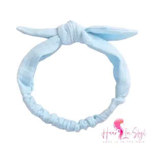 Haar in Stijl Haarband Hafsa Lichtblauw - Smalle Hydrofiele Zachte Haarband Met Strik - Baby Meisje Haaraccessoires