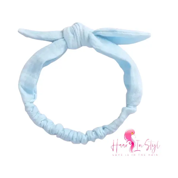 Haar in Stijl Haarband Hafsa Lichtblauw - Smalle Hydrofiele Zachte Haarband Met Strik - Baby Meisje Haaraccessoires thumbnail
