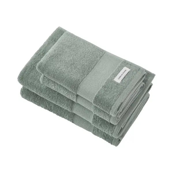 PandaHome L&G - Badhanddoeken Set - 4 Delig - 2 Handdoeken 50x100 Cm & 2 Badhanddoeken 70x140 Cm - 100% Katoen - Towel - Vintage Green thumbnail