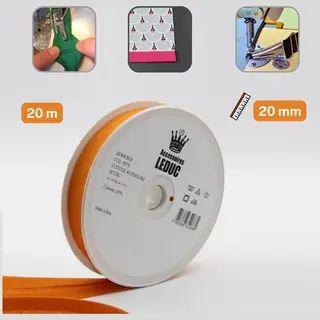 Accessoires Leduc 20 Meter Biaisband Katoen, Afgewerkt 20/8/8, Kleur 5573 Oranje