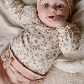 Dirkje Baby Setje, Shirtje Broekje Met Haarbandje Roze Organic Cotton Maat 62