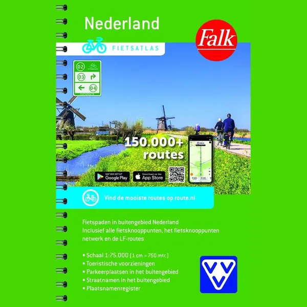 Falkplan Falk Fietsatlas Nederland, 1, 75.000 Met Alle Knooppunten En Lf-routes (Fietsatlassen) thumbnail