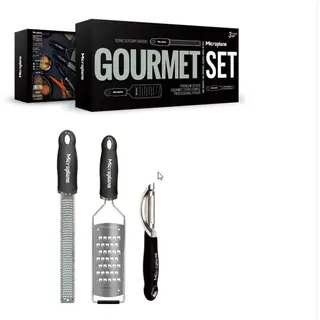 Microplane Gourmet 3-Piece Grater & Peeler Set - Premium Zester, Extra Coarse Cheese Grater & Stainless Steel Peeler | Sharp Blades For Citrus, Ginger