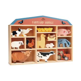 Tender Leaf Toys 13 Farmyard Animals Shelf Set