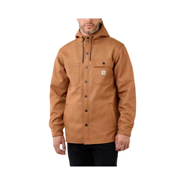 Carhartt Rain Defender Oiled Walnut Heather Hooded Shirt Jacket thumbnail