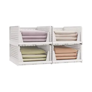 Songmics Organisateur D’Armoire Pliable, Tiroir Coulissant Empilable, Panier, Lot De 4, Étagère De Rangement, En Plastique, Pour Chambre, Bureau,