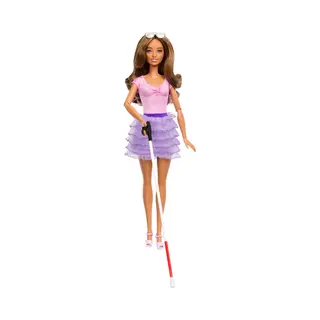 Barbie Fashionistas Doll #228 Blind Doll Wearing Pastel Outfit with Cane and Sunglasses