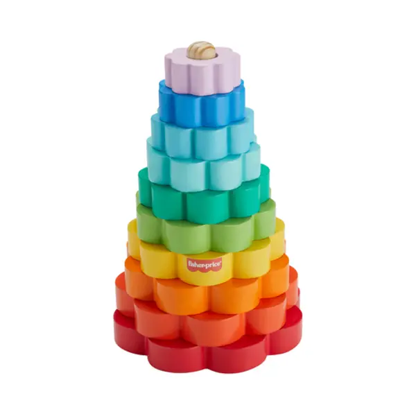 Fisher-Price Wooden Ring Stacker Toddler Fine Motor Toy, 10 Wood Pieces thumbnail