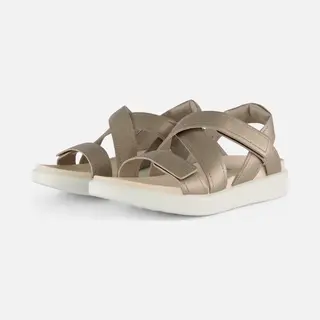Ecco Soft Coss Strap Sandalen Beige Leer - Maat 39
